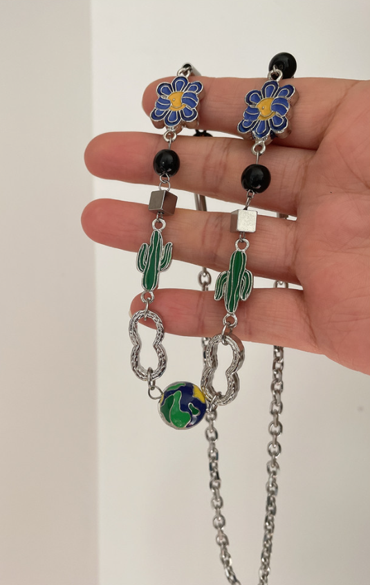 ATEEZ Wooyoung Inspired Cactus Flower Fame Earth Necklace