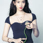 SNSD Yoona-inspired Heart Neckline Black Top