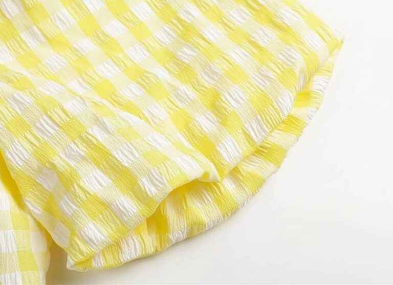 G-IDLE Soyeon Inspired Yellow Plaid Off Shoulder Dress