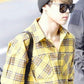 BTS- Jimiin-Inspired Yellow Cotton Plaid Long Sleeve