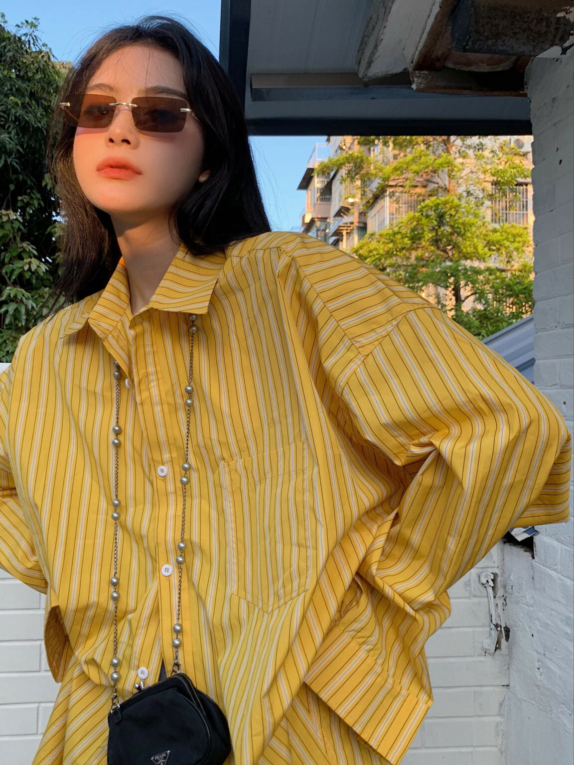 Enhyphen Sunghoon Inspired Yellow Striped Oversized Shirt