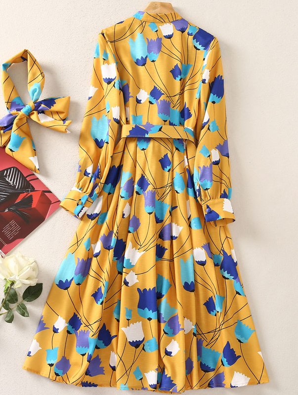 IU Inspired Yellow Tulip Printed Dress