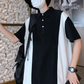 TXT Yeonjun Inspired Black And White Loose Polo Shirt