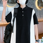 TXT Yeonjun Inspired Black And White Loose Polo Shirt