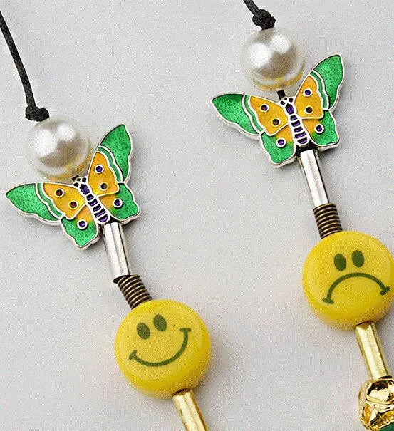 TXT Yeonjun Inspired Yellow And Green Smiley Pearl Dice Necklace
