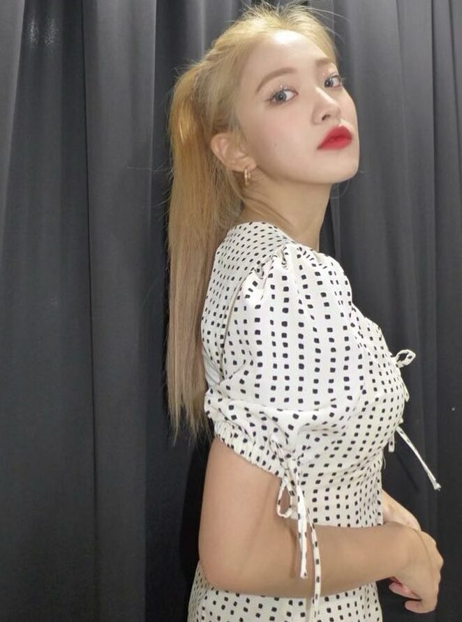 Red Velvet Yeri Inspired White Squared Dot Prints Dress