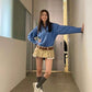 SNSD Yoona Inspired Beige Pleated Mini Skirt