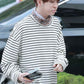 GOT7 Youngjae Inspired White Long Sleeve Striped T-Shirt