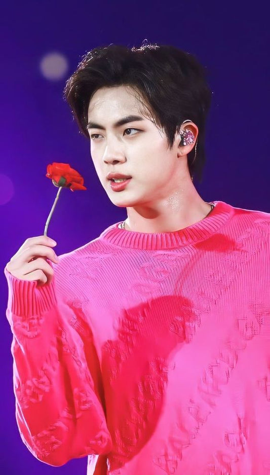 BTS Jin Inspired Rose Red Knitted Sweater