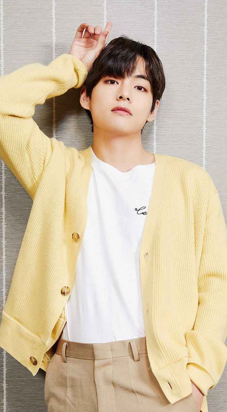 BTS Taehyung-Inspired Knitted Yellow Cardigan