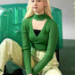 IVE Liz Inspired Green Hollow Knitted Sweater Top