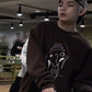 BTS Taehyung-Inspired Brown Abstract Face Sweater