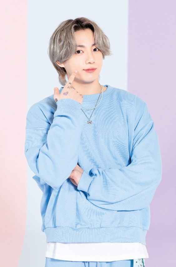 BTS Jungkook Inspired Blue Round Neck Jacket