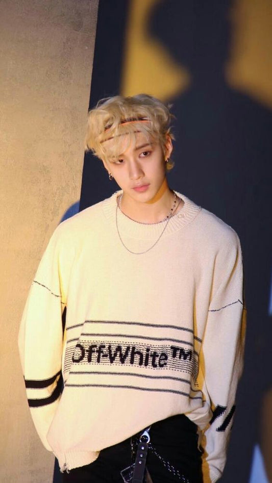 Stray Kids Bang Chan Inspired Off-White coloured Knitted Pullover