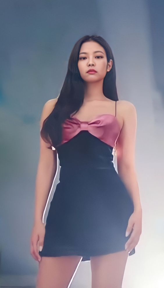 Blackpink Jennie Inspired Black Sleeveless With Pink Bow Dress