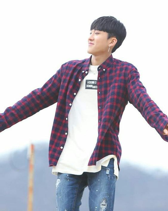 Stray Kids Changbin Inspired Red Plaid Long-Sleeved