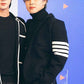 BTS Jimin-Inspired  Black Tri-button with Multiple Stripes Oversize Suit Top