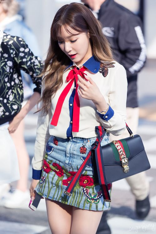 SNSD Tiffany Inspired A-line Skirt With Flower And Bee Embroidery