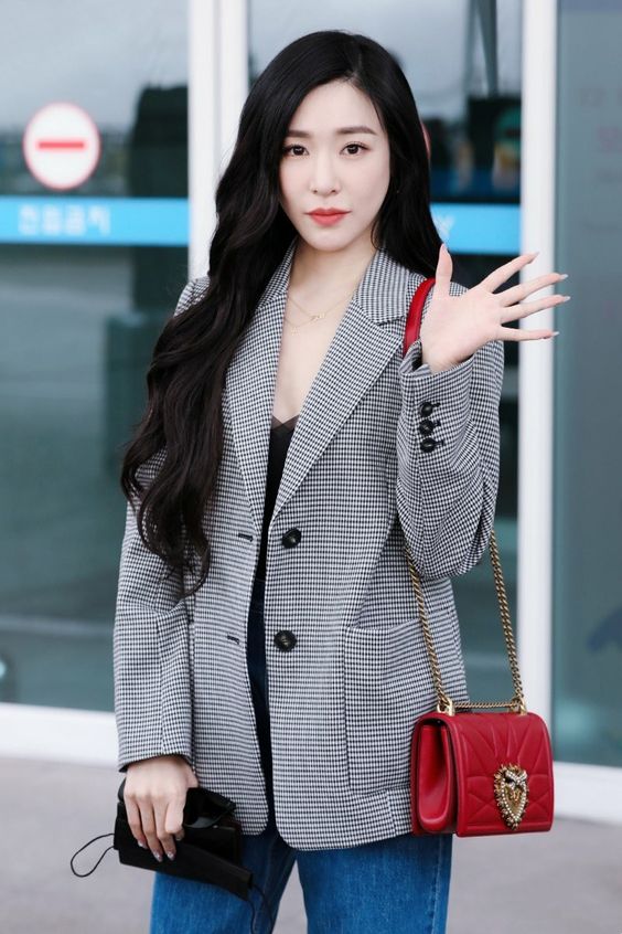 SNSD Tiffany Inspired Houndstooth Plaid Suit Jacket
