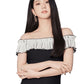 Blackpink Jisoo Inspired Ruffled Off-Shoulder Black Dress