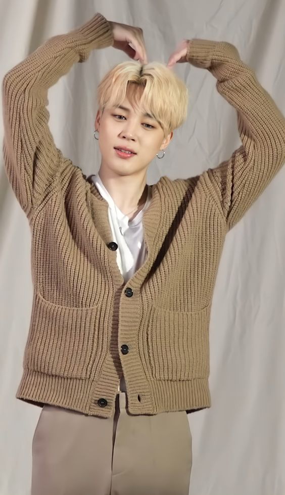 BTS Jimin Inspired V-Neck Two Pocket Wool Cardigan