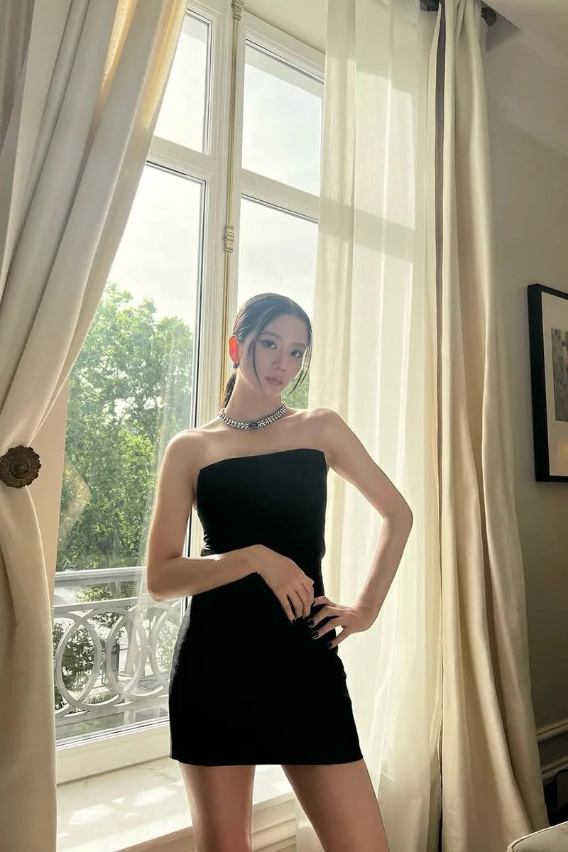 Blackpink Jisoo Inspired Black Tube Dress