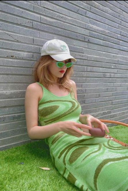 Jeon Somi Inspired Green Knitted Elegant Bodycon Sexy Dress