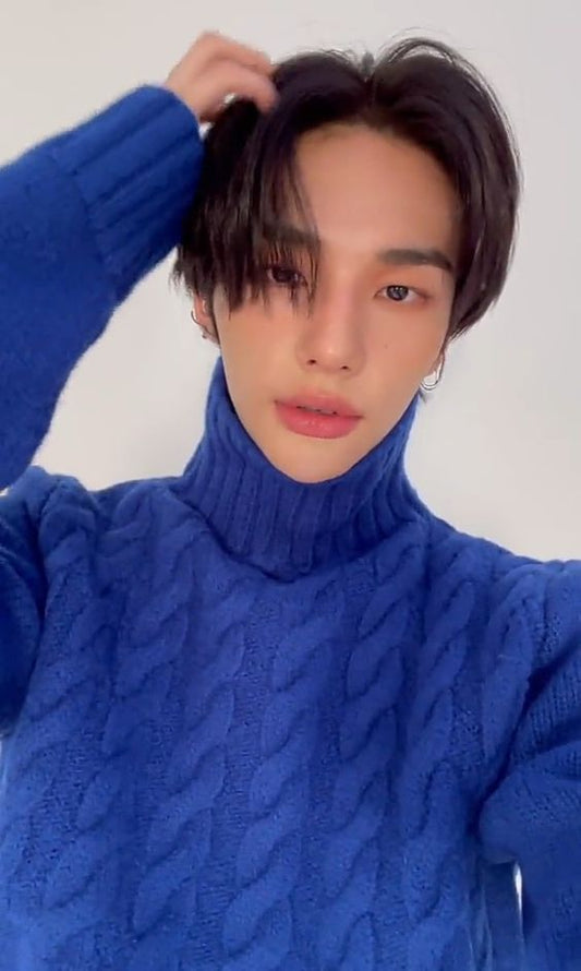Stray Kids Hyunjin Inspired Blue Knitted Sweater
