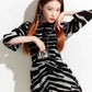 ChungHa Inspired Zebra Pattern Long-Sleeved Mini Dress