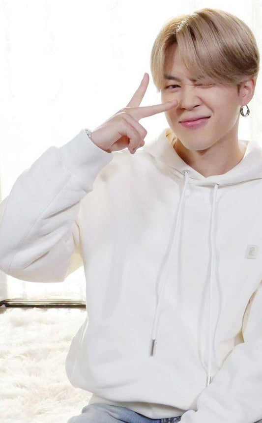 BTS Jimin Inspired White Casual Hooded Sweater