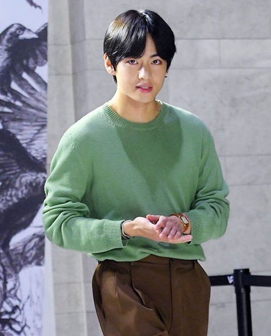 BTS Taehyung Inspired Light Green Knitted Pullover