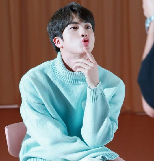 BTS Jin Inspired White Crew Neck Loose Pullover – unnielooks