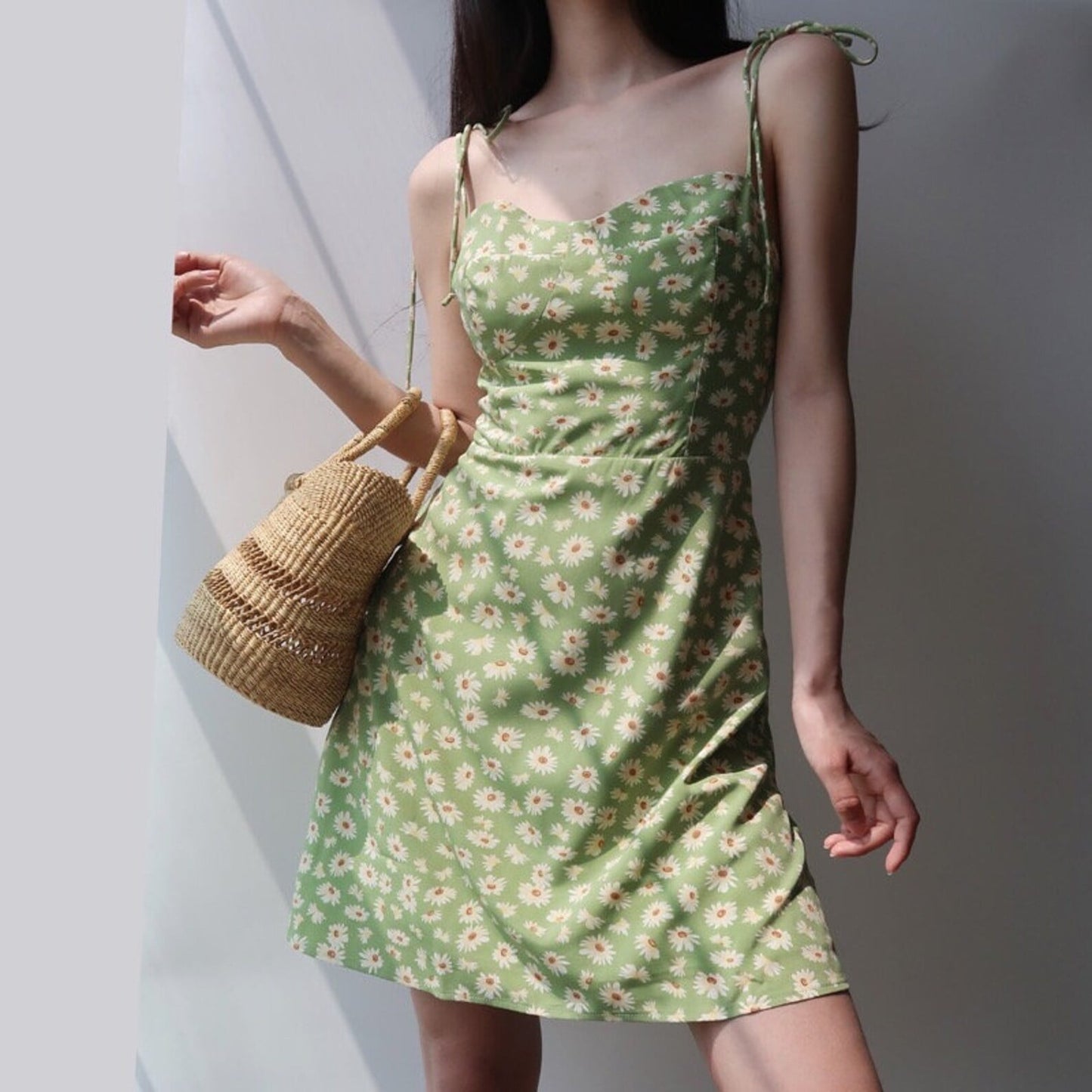 Blackpink Jennie-Inspired Green Floral Dress