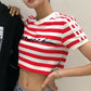 Blackpink Lisa Inspired Red Striped Short-Sleeved Crop Top