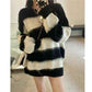 BTS Jimin-Inspired Black and White Stripe Wool Jacket
