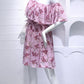 Red Velvet Joy Inspired Pink Floral Petals Off-Shoulder Ruffle Dress